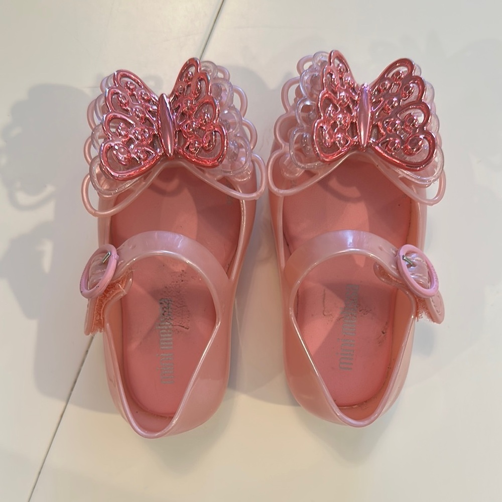 Mini Melissa Pink Dress Shoes with Butterfly Bow